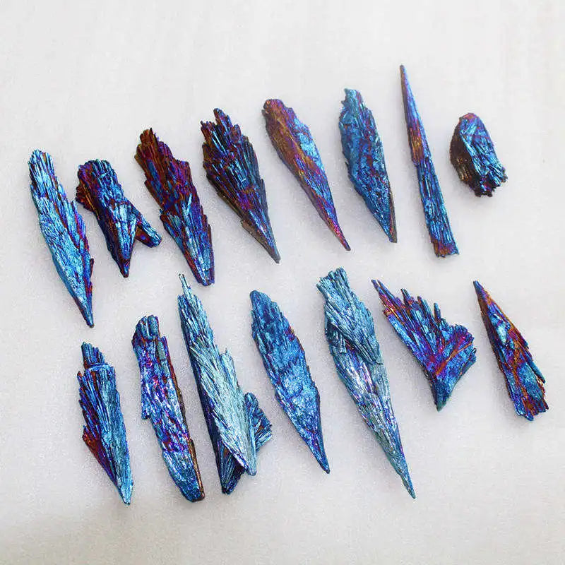 5-10g Raw Natural Rainbow Kyanite Titanium Coated Quartz Cluster (Peacock Feather & Flame Shapes)