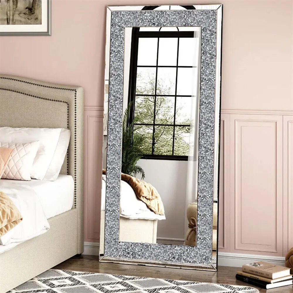 Venetian Wall Mirror Polished Crush Crystal Diamond Edge