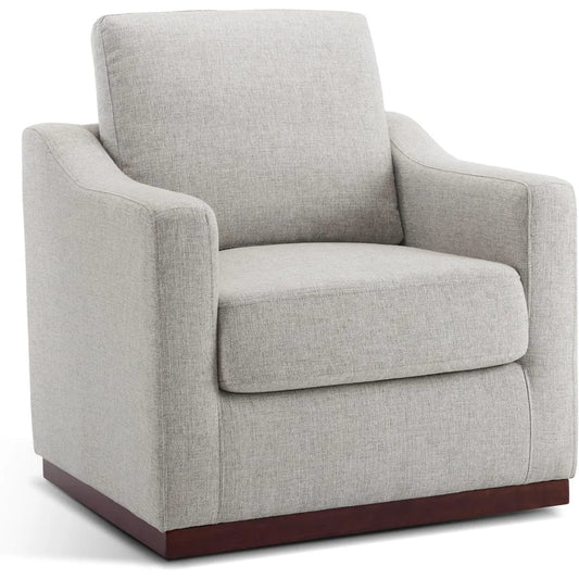 Swivel Accent Chair - Upholstered Modern Armchair - 2-in-1 Convertible, Stationary Single Sofa Chair with Pet-Friendly Fabric