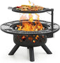 Fire Pit with Poker - 32 inch Outdoor Wood Burning Firepit with Grill