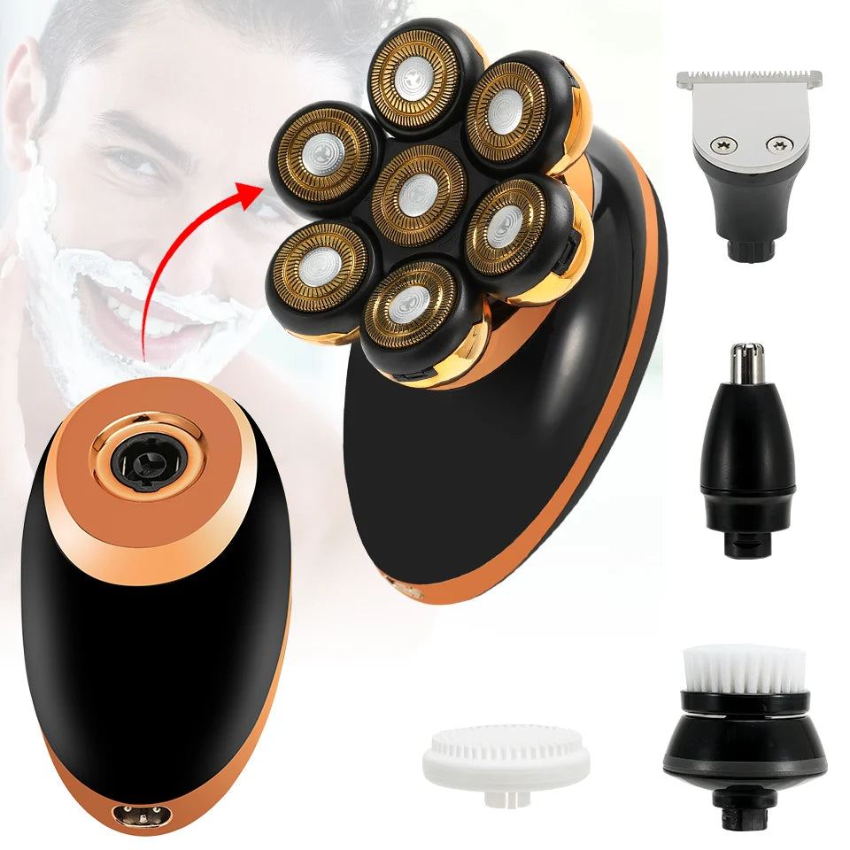 IXP7 Waterproof Floating Men's Electric Shaver - Wet/Dry Beard Trimmer - Electric Razor - Rechargeable - LCD Display + Accessories