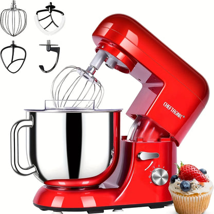 Cheftronic 6 Speed Stand Mixer with 7 Quart Stainless Steel Mixing Bowl - Dough hook, Egg whisk, Kitchen Mixer