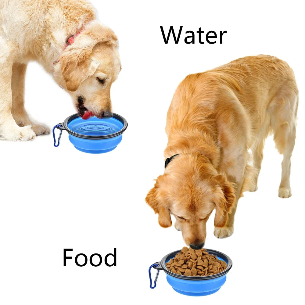 Collapsible Pet Silicone Dog Food & Water Bowl - Travel Portable Folding Pet Bowl