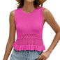 Summer Clothes - Women's Knitted Sleeveless Top With Hollow Hem