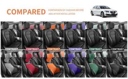 Memory Cotton Neck & Car Seat Pillow Support - Auto Lumbar Cushion - Comfortable and Breathable Car Headrest & Lumbar Support