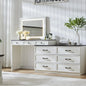 69" W Big Vanity Desk with Glass Top - Makeup Table with 9 Large Storage Drawers - w/3 Color Available Light - White