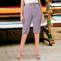 Capris Pants With Pockets For Women - High Waist - Textural Casual Shorts - 2025 Summer