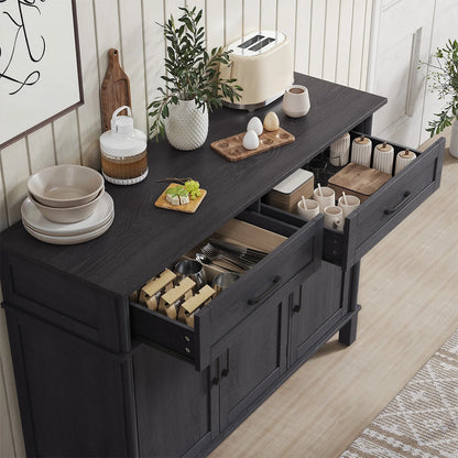 48" Storage Buffet Cabinet - 2 Drawers & Doors, Adjustable Shelve, Wooden Kitchen. Living Room & Hallway Cabinet