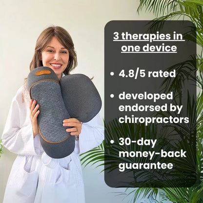 Soothing 3-in-1 Neck Massager - Cervical Pillow - Hot Compress - Vibration Massage - Neck Traction - Spine Support