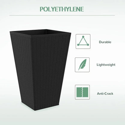Set of 3 Tall Planters with Drainage Hole -  Indoor Planters for Porch, Front Door, Entryway - 24" Outdoor Flower Plant Pots
