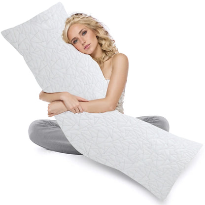 Memory Foam Body Pillow - Fluffy Body Pillows for Adults - Large Long Bed Pillows for Sleeping - 20x54 inch, White