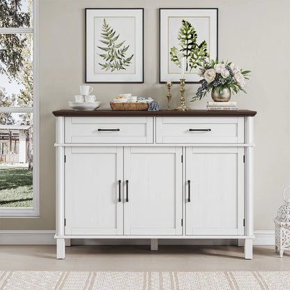48" Storage Buffet Cabinet - 2 Drawers & Doors, Adjustable Shelve, Wooden Kitchen. Living Room & Hallway Cabinet