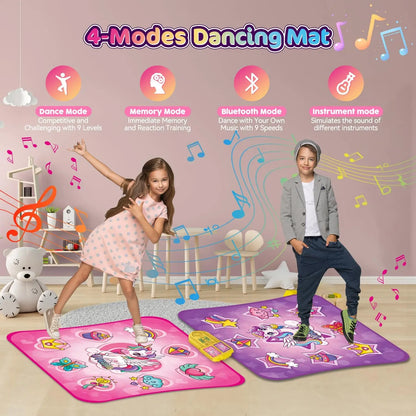 Unicorn Dance Mat x2 For Girls - A 9-Level Dancing Game - Indoor Or Outdoor Music Play Mat