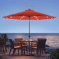 9ft Solar Led Patio Umbrella - Sturdy Outdoor Market Umbrella for Deck, Pool, Garden w/Tilt, Crank, 32 LED Lights, Carbon Grey