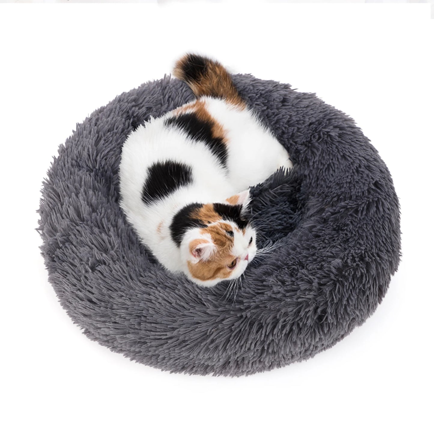Fluffy Pets Dogs Or Cats Bed - Large Round Bed - Super Warm & Soft - Cat House - Plush Cat Nest - Small Dog Cuddles - 16''-39''