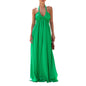 Women Summer Casual Maxi Dress - Solid Color - Tie-Up Halter Neck, Sleeveless & Backless Dress