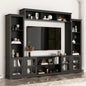 Modern TV Stand for up to 66" TVs - 4-Piece Wall Unit with Bookshelves, Glass Doors & Open Shelves, for Living Room