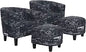 Accent Chair with Ottoman Set of 2 - Curve Back Living Room Chair - Stylish Barrel Club Chair and Footrest Set