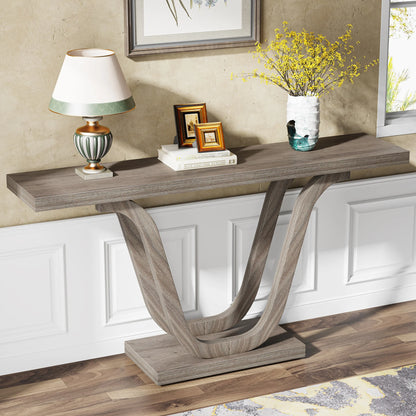 Tribesigns Farmhouse Console Table - 55 Inch Wood Sofa Table - Entryway Table - Industrial Rustic Narrow Hallway Tables