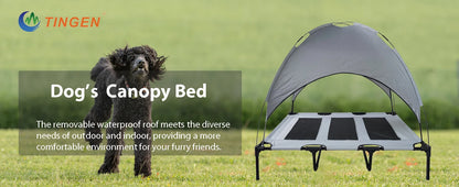 Dog Bed with Canopy - Anti Scratch Oxford Fabric - Summer Portable Pet Cot - Anti Slip - Indoor, Outdoor