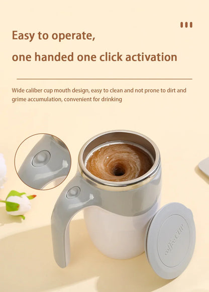 Automatic Stirring Coffee Mug - Magnetic, Electric, Stainless Steel, Self Mixing Coffee Mug