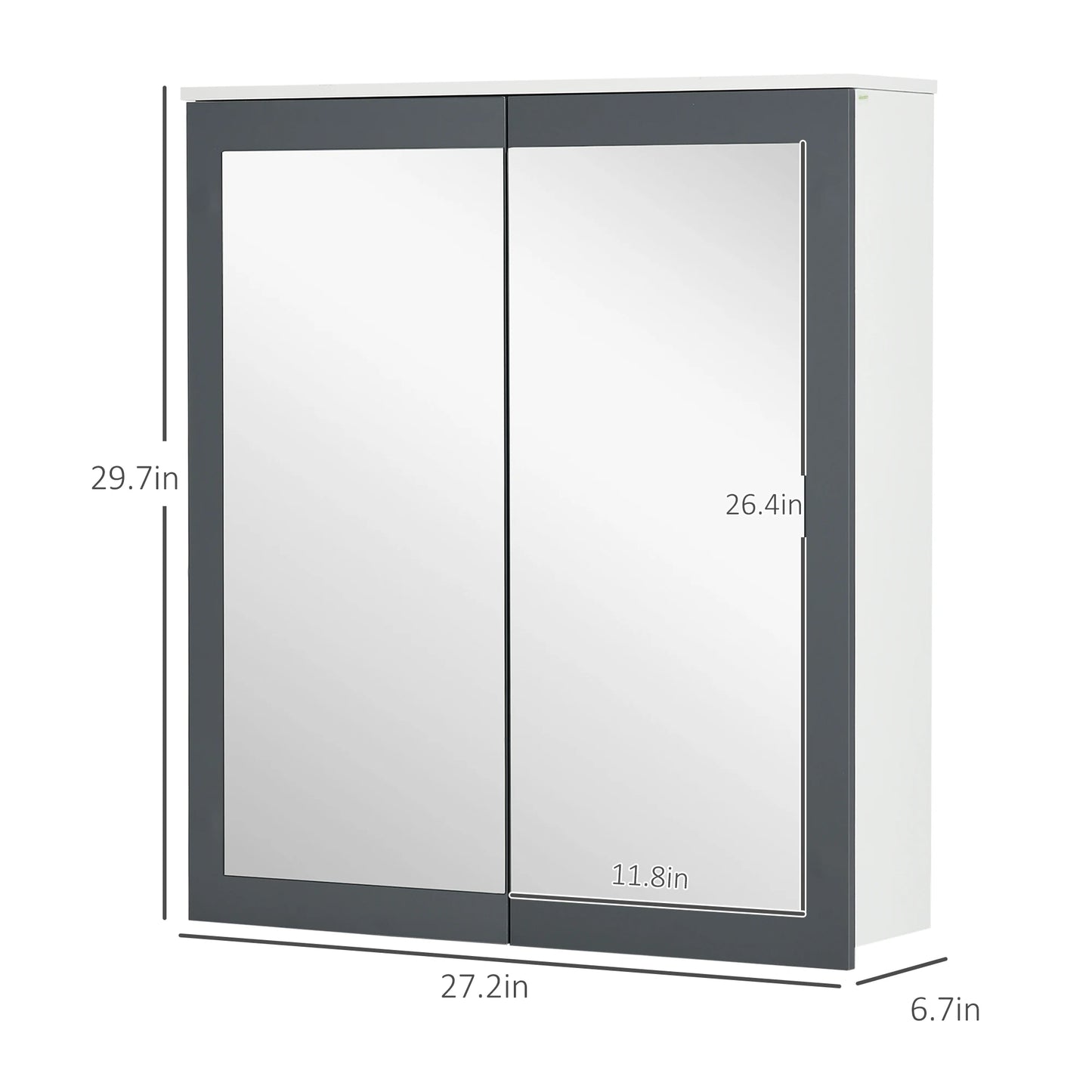 Wall Mounted Bathroom Wall Cabinet with Mirror Double Doors