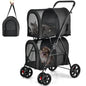 Double Pet Stroller with 2 Detachable Carrier Bags - Safety Belt - 4 Lockable Wheels - Cat & Small Dogs Stroller - Travel Carrier - Strolling Cart