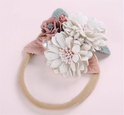 Elegant Baby Girls Headband with Shiny Rhinestones & Lace Bow - Soft Elastic Hair Band