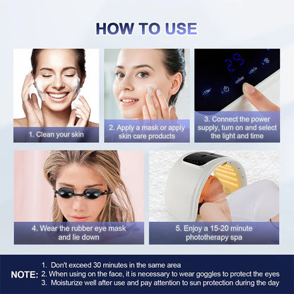 Photon LED Face Mask - 7 Light Colors - Nano Spray - Beauty Machine, Deep Moisturize, Skin Care, Home Use, LED Beauty Mask