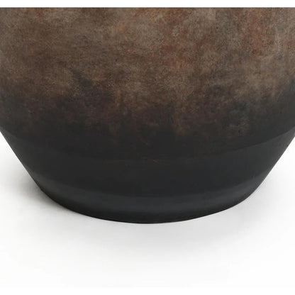 Round Ceramic Flower Vase - 13 Inch Brown Terracotta Vase
