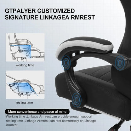 GTPLAYER Gaming Chair, Computer Office Chair with Pocket Spring Cushion, Linkage Armrests and Footrest, High Back Ergonomic Chair
