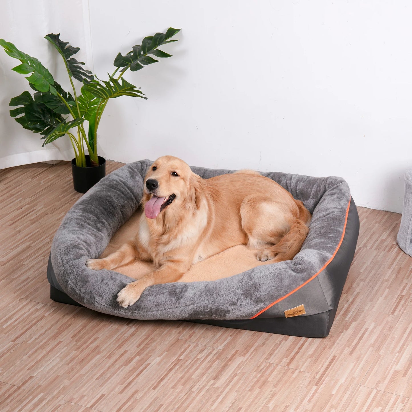 Super Soft Orthopedic Foam Bed For Dogs - Pet Bed Sleeping Mat with Cotton-padded Bolster & Removable Cover Sizes L-3XL