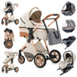 Luxury Baby Stroller 3 in 1 High Landscape - Baby Cart Can Sit, Can Lie, Portable Pushchair, Baby Cradle & Infant Carrier