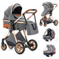 Luxury Baby Stroller 3 in 1 High Landscape - Baby Cart Can Sit, Can Lie, Portable Pushchair, Baby Cradle & Infant Carrier