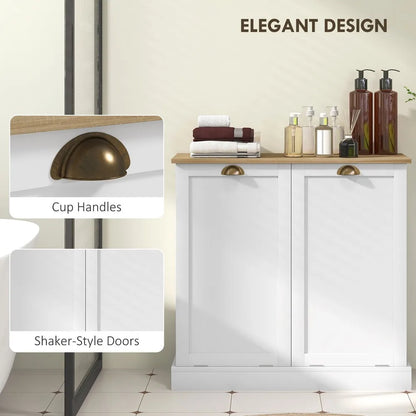 Laundry Hamper Cabinet - Tilt out Bathroom Storage Cabinet - White