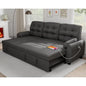 L Shaped Living Room Sectional Sofas - 87" Sleeper Sofa Bed with Side Pocket & Charging Station - Removable Backrest