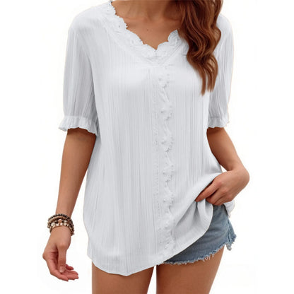 Ladies Summer Hollow Short-Sleeved Tops -Tops For Women, Summer Clothes