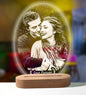 Custom Photo Night Light - Carved Wood Base - Personalized Text