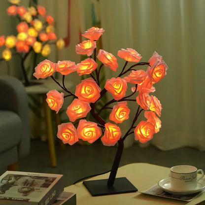 LED Rose Tree Lights 24LEDs - USB Operated Table Lamp - Atmosphere Lighting - Wedding Party Gift, Mother's Day, V-Day & Just Because