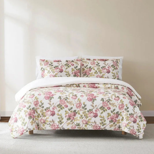 Comforter 3 Piece Set Full/Queen Dusty Rose - Floral Comforter - Pink Flower Bedding Set - Garden Print