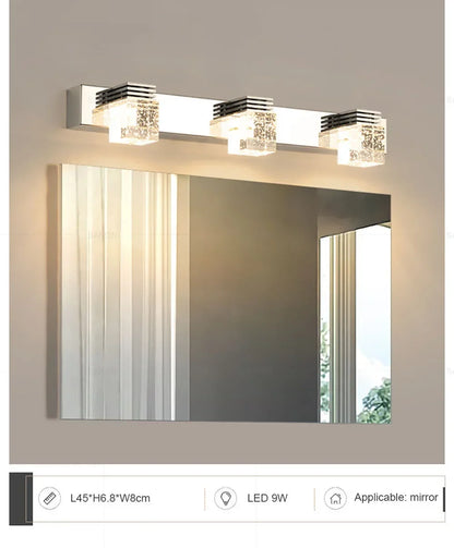 LED Wall Lights Crystal Sconce For Bathroom, Touch On/Off Light