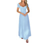 2025 Ladies Maxi Dress - Solid Colors - Chest Wrap - Bowknot Lace-up 2025