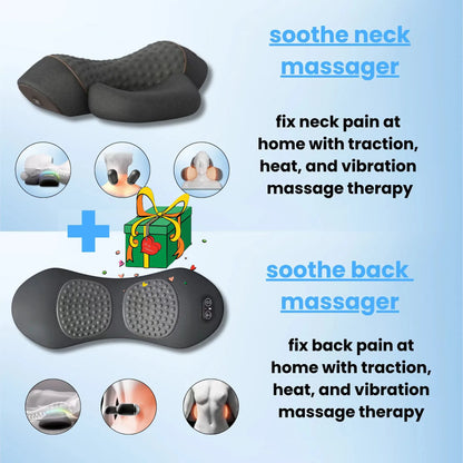 Soothing 3-in-1 Neck Massager - Cervical Pillow - Hot Compress - Vibration Massage - Neck Traction - Spine Support