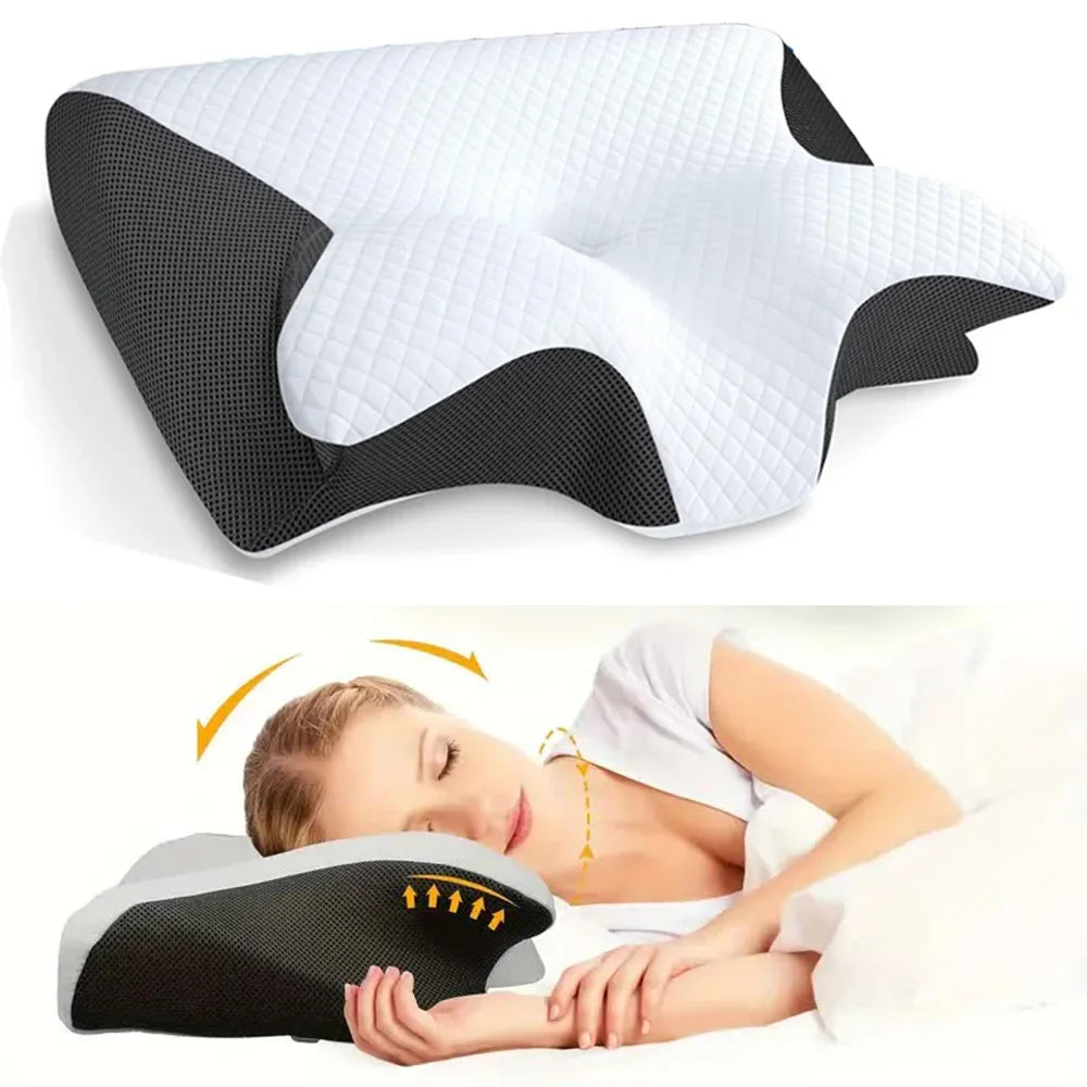 Butterfly Sleep Memory Neck Pillow - Slow Rebound Comfortable Memory Foam Sleep Pillow - Cervical Orthopedic Neck Massage Bed Pillow