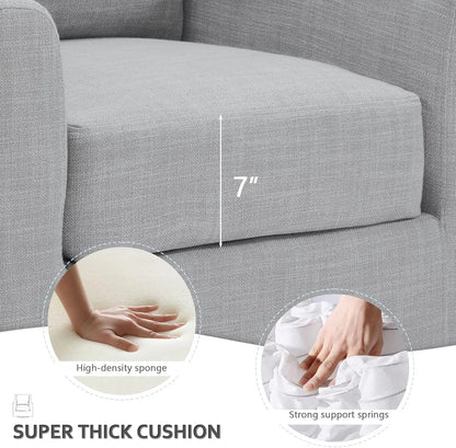 360° Swivel Accent Chair Set Of 2 - Mid- Modern Swivel Armchair With Solid Metal Base - Breathable Linen