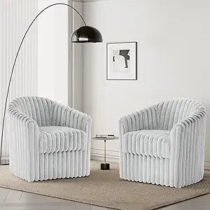 Swivel Accent Armchair - Modern Round Single Sofa Seating Comfy Reading Barrel Chairs - For Living Room, Bedroom or Office