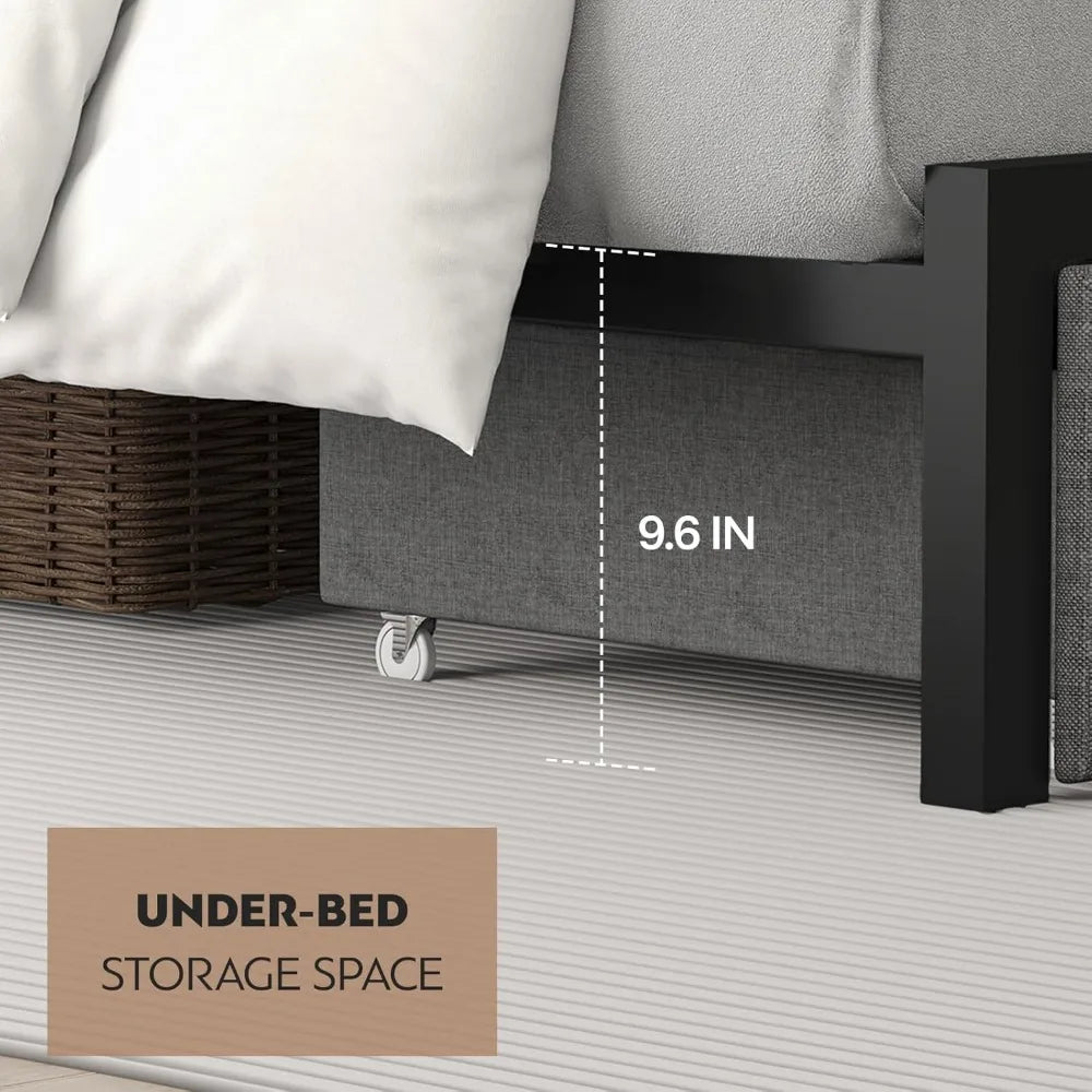 Twin Size Bed Frame with Headboard and Storage - Platform Bed Frame with Drawer Storage - Charging Station & LED Light