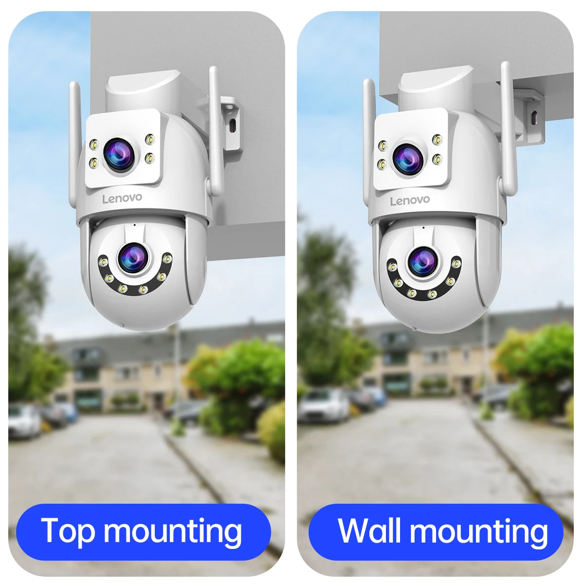 Lenovo 2025 4K WiFi Surveillance Camera - 5G WiFi, Outdoor Dual Lens, PTZ IP Cameras, Auto Tracking, Audio, Video ONVIF Security CCTV Camera