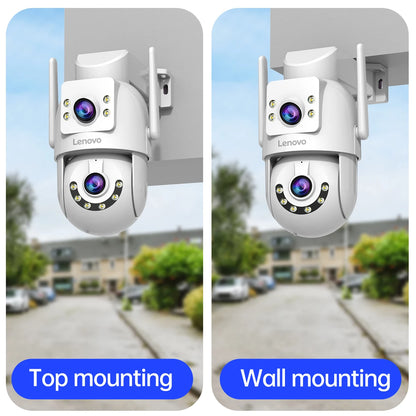 Lenovo 2025 4K WiFi Surveillance Camera - 5G WiFi, Outdoor Dual Lens, PTZ IP Cameras, Auto Tracking, Audio, Video ONVIF Security CCTV Camera