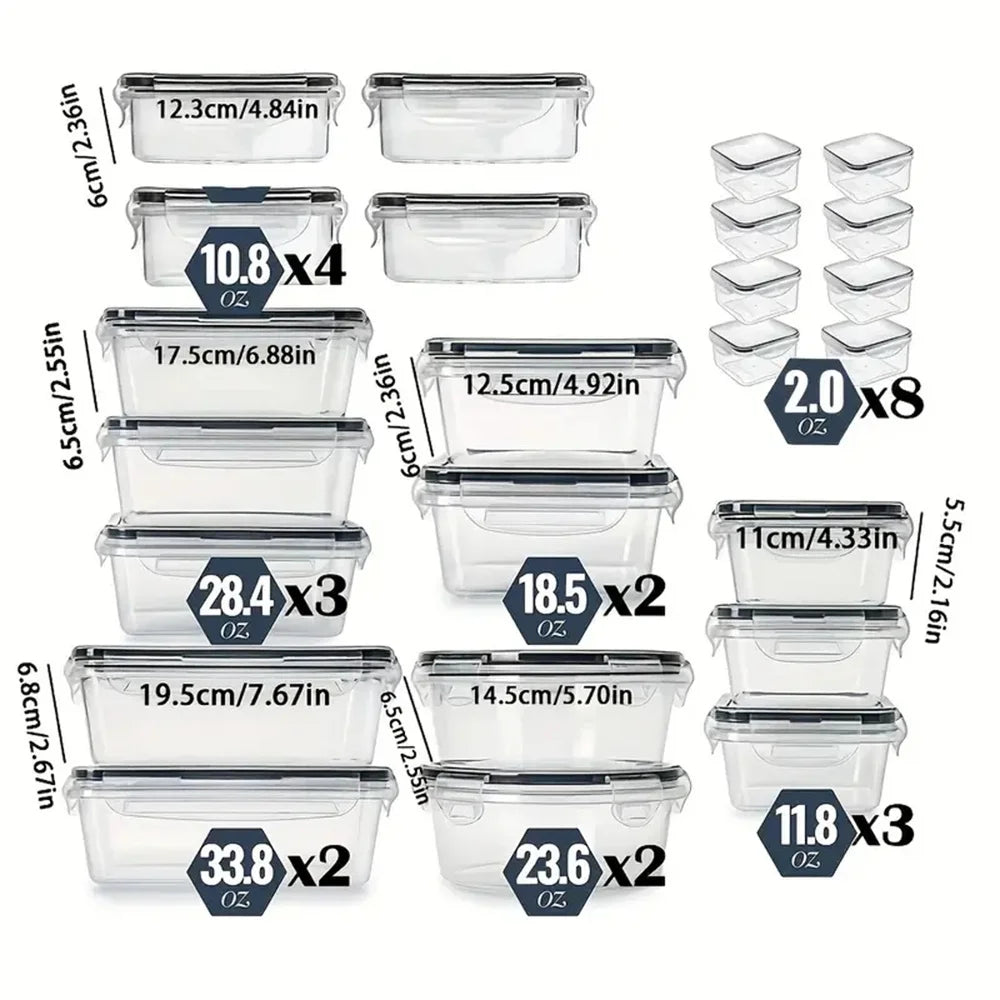 Kitchen Storage Container Set - 24 Pcs - Dishwasher Safe - Reusable Plastic Bins with Flip Lids - Fruits, Vegetables & Meats